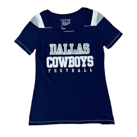 Cowboys Her Style Women's Blue Short Sleeve Dallas Cowboys V-Neck T-Shirt Size M - Picture 8 of 11